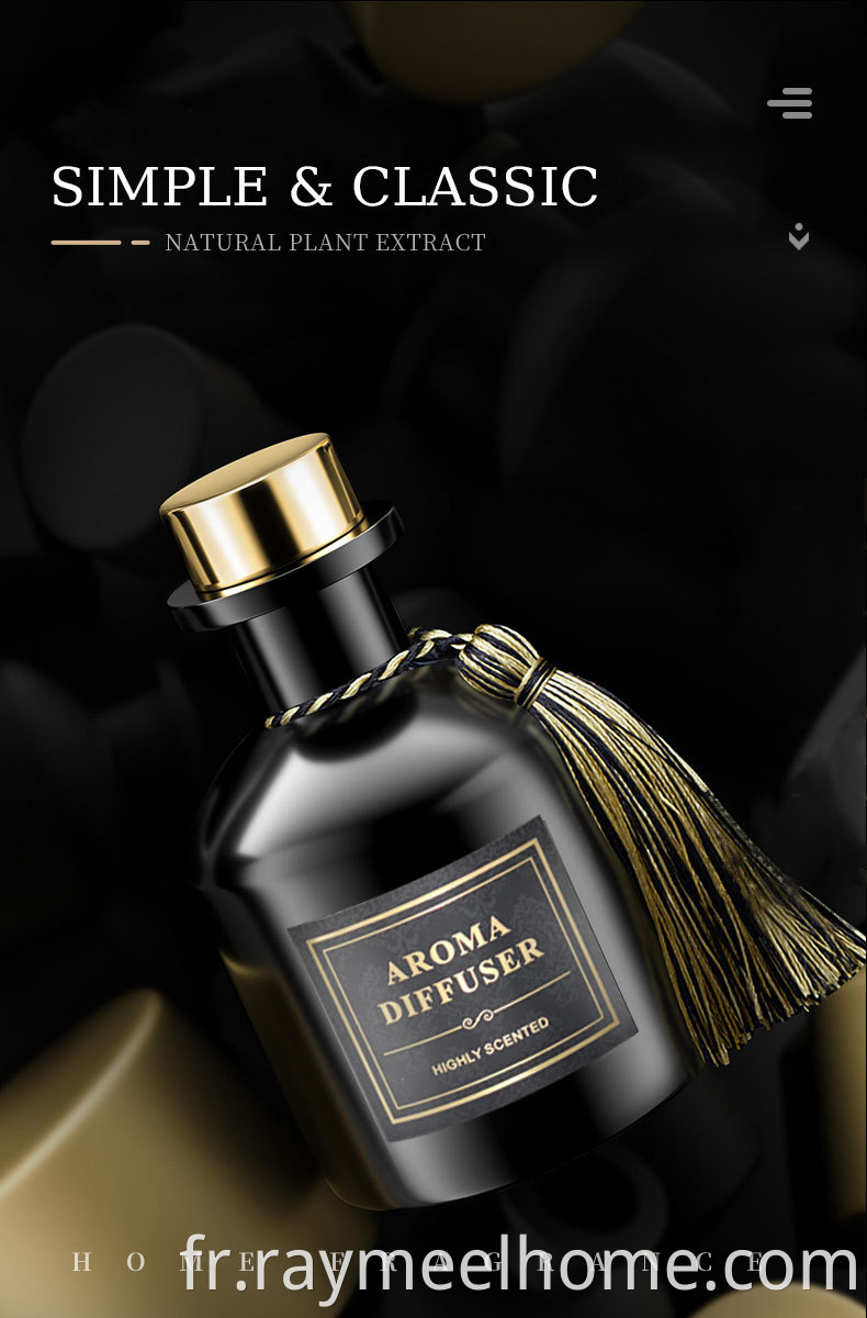 220 ml de grande masse décoration décoration intérieure parfum d'air de bouteille noire diffuseur anche